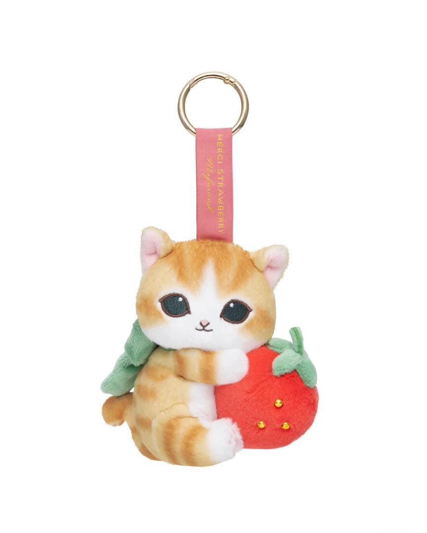 mofusand Cat Plush doll Keychain MERCI STRAWBERRY Red NEW Japan Strawberry mofusand Cat Plush doll Keychain MERCI STRAWBERRY Red NEW Japan Strawberry