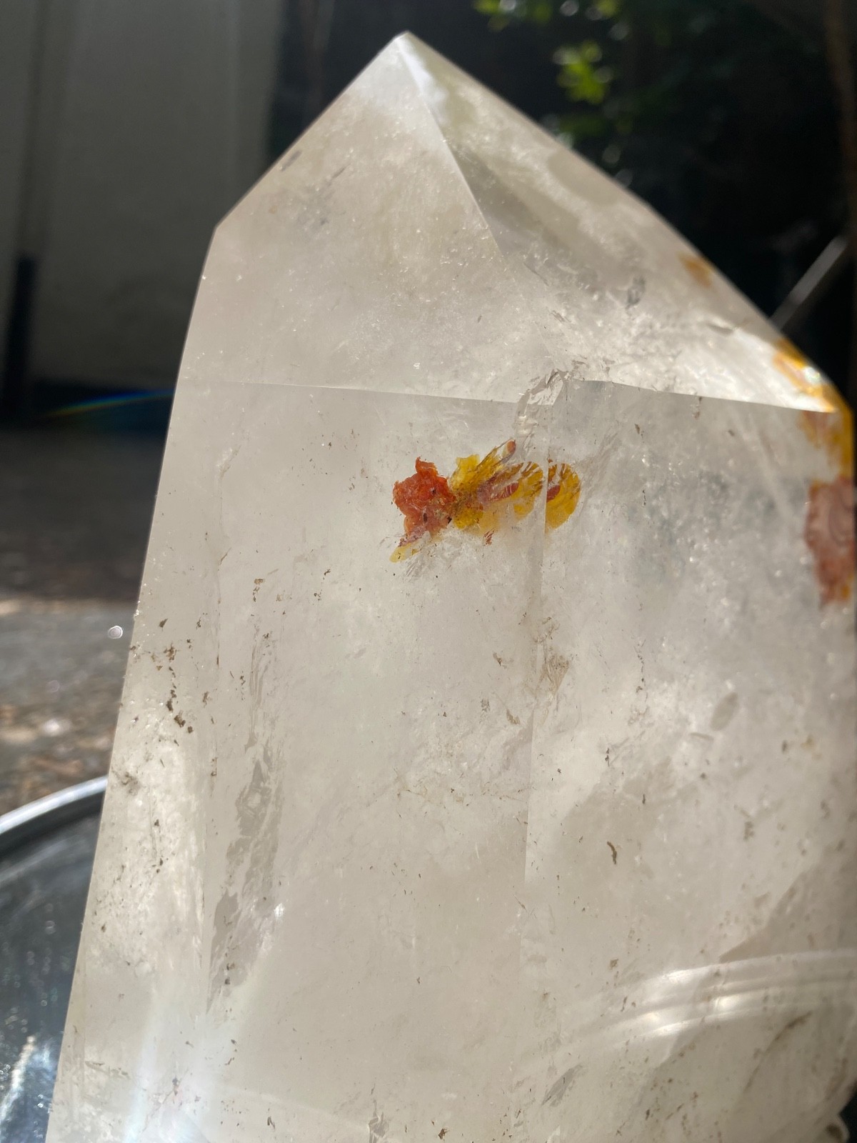 5.4KG Rare Clear Quartz Crystal Prism With Copper & Hematite Inclusions
