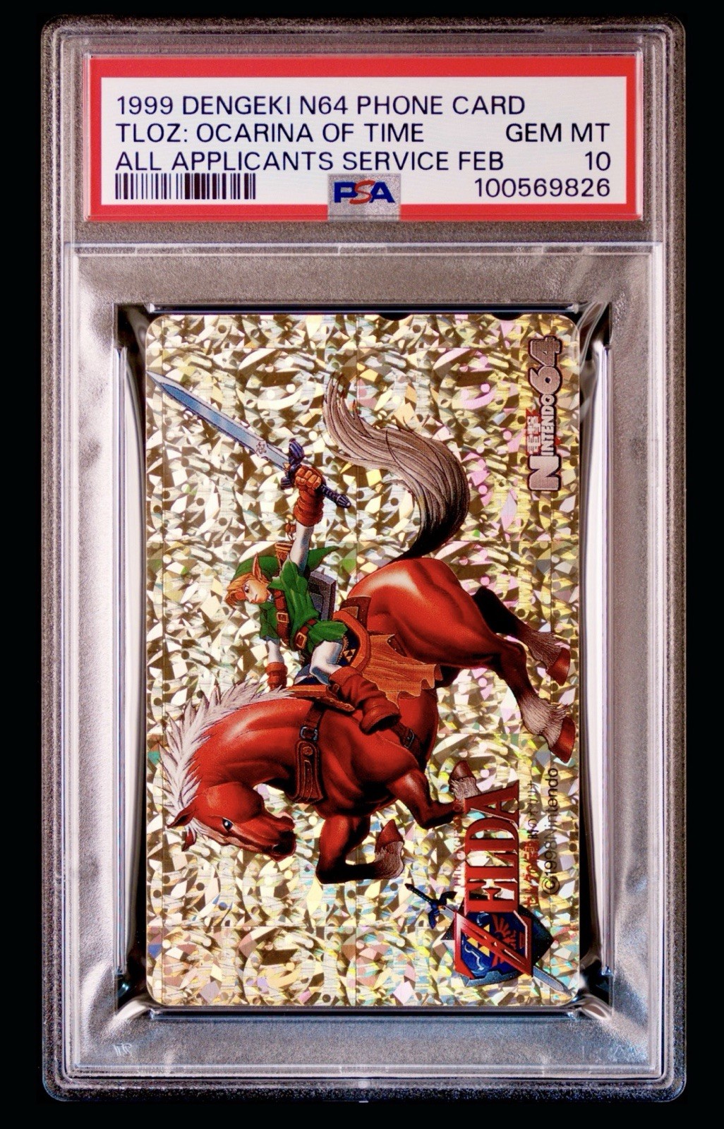Pokémon 1999 Legend Of Zelda Ocarina Of Time N64 Phone Card PSA 10 GOLD HOLO