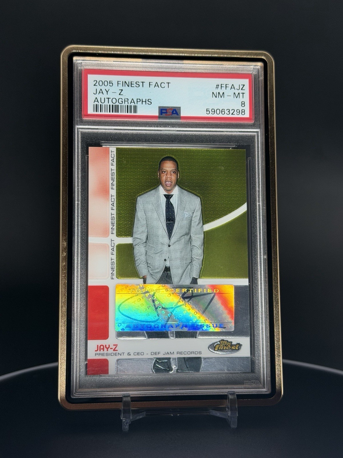 Topps 2005 Finest Fact Autographed Jay-Z Trading Card PSA 8 FFAJZ