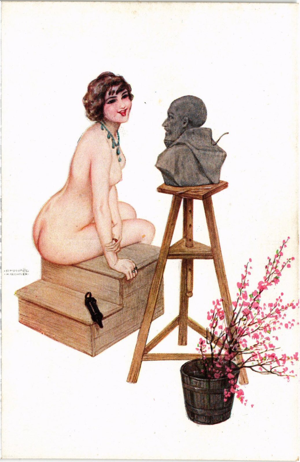 PC KIRCHNER ARTIST SIGNED LE MODÉLE IRRÉVÉRENCIEUX ART NOUVEAU P4-9 (b2326) PC KIRCHNER ARTIST SIGNED LE MODÉLE IRRÉVÉRENCIEUX ART NOUVEAU P4-9 (b2326)