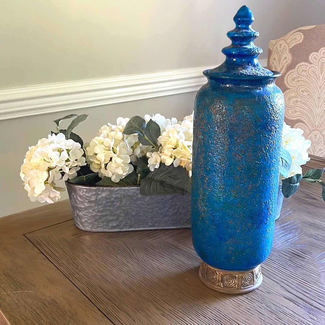 Vintage Signed Bitossi Rosenthal Netter Blue and Gold Vase, Excellent Condition