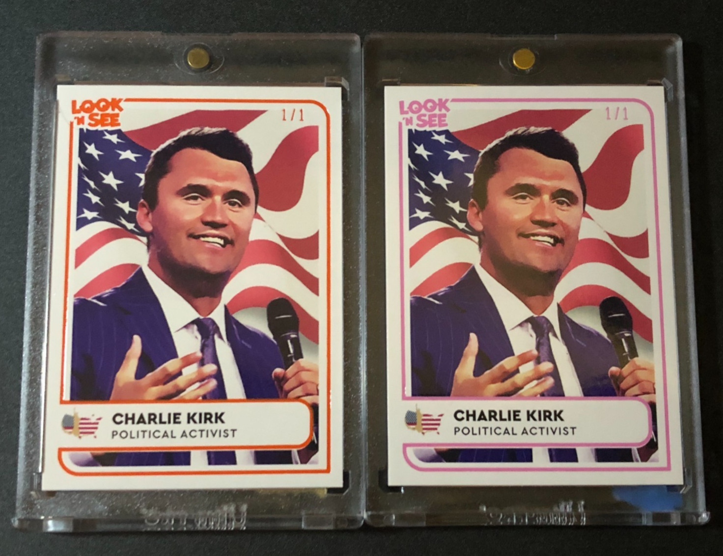 Decision 2025 CHARLIE KIRK #28 Look N See Pink & Orange #1/1 Turning Point USA