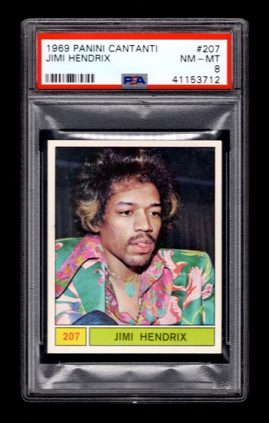 PSA 8 JIMI HENDRIX 1969 Panini Cantanti Card #207 HIGHEST GRADE EVER