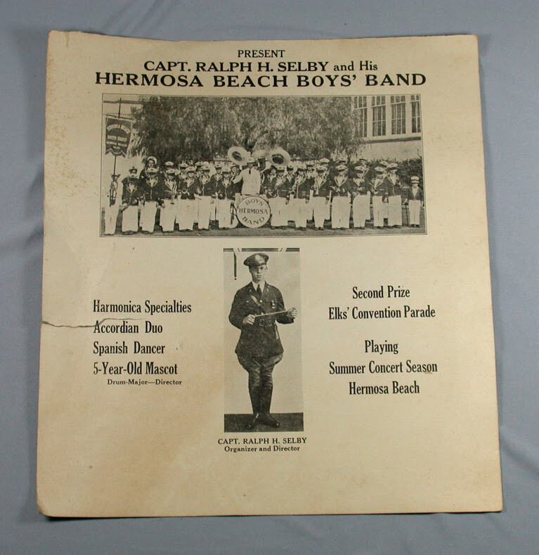 Vtg Poster Hermosa Beach Boys Band Capt Ralph H Selby Elks Convention Parade Vtg Poster Hermosa Beach Boys Band Capt Ralph H Selby Elks Convention Parade