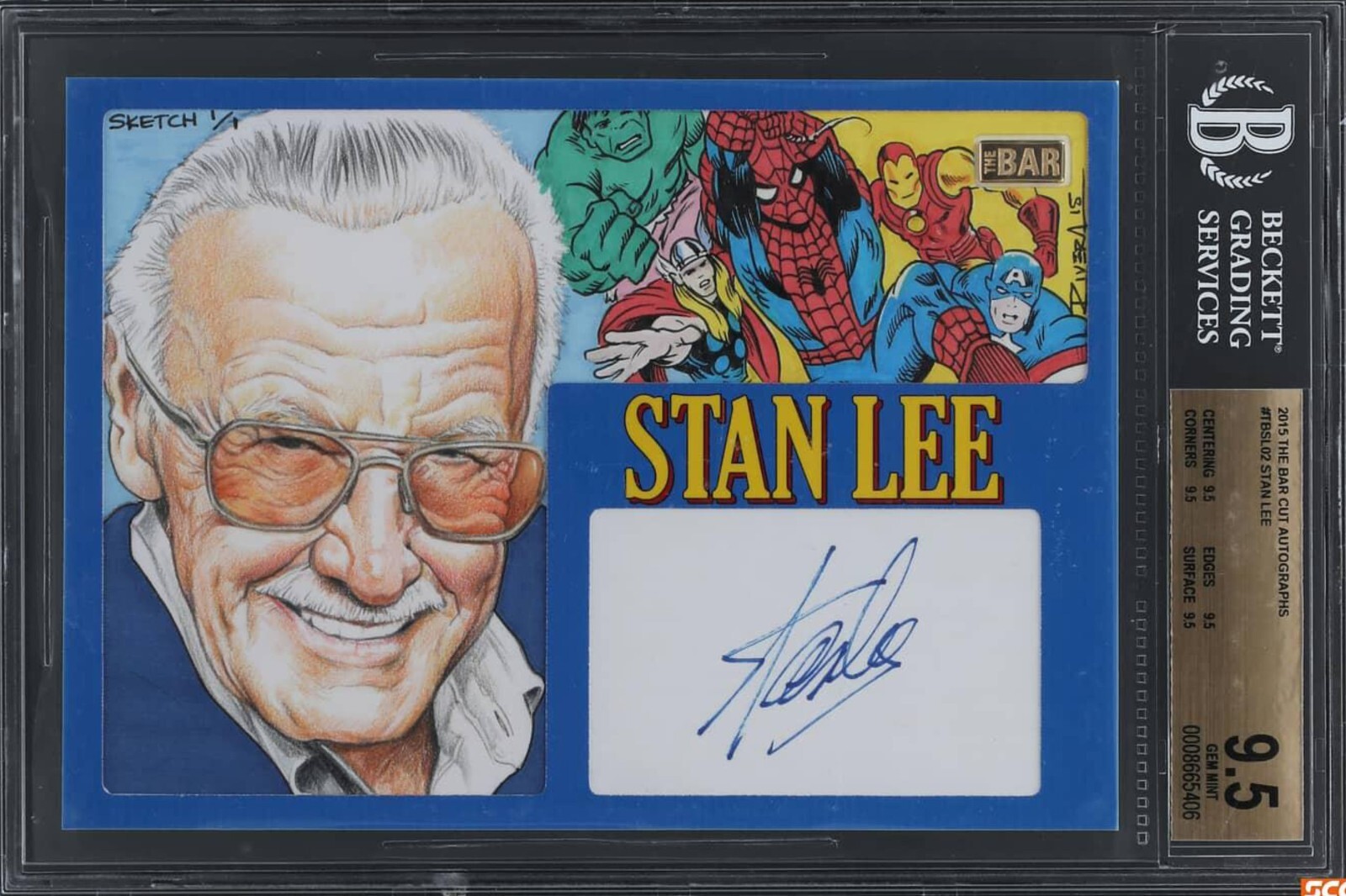 2015 Stan Lee Autograph, Art 1/1, The Bar 1.5 Gram 14 Karat Gold Bar, BGS 9.5 2015 Stan Lee Autograph, Art 1/1, The Bar 1.5 Gram 14 Karat Gold Bar, BGS 9.5
