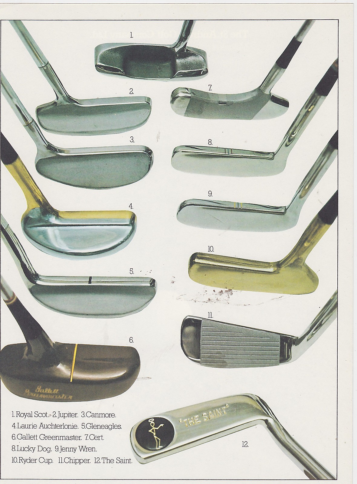 VINTAGE AD SHEET #2796 - 1978 ST ANDREW GOLF CLUBS - PUTTERS VINTAGE AD SHEET #2796 - 1978 ST ANDREW GOLF CLUBS - PUTTERS