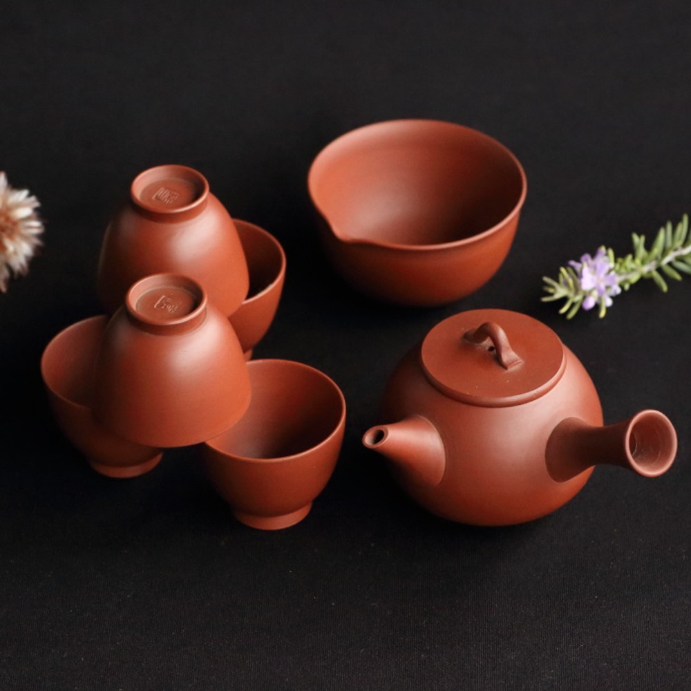 Yamada Jozan II Tokoname Red Clay Kyusu Tea Set with Paulownia Box Teapot 100ml