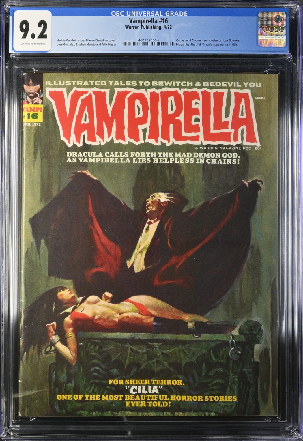 Vampirella #16 CGC 9.2 (1972) 1st Full Appearance of Dracula in Title L@@K