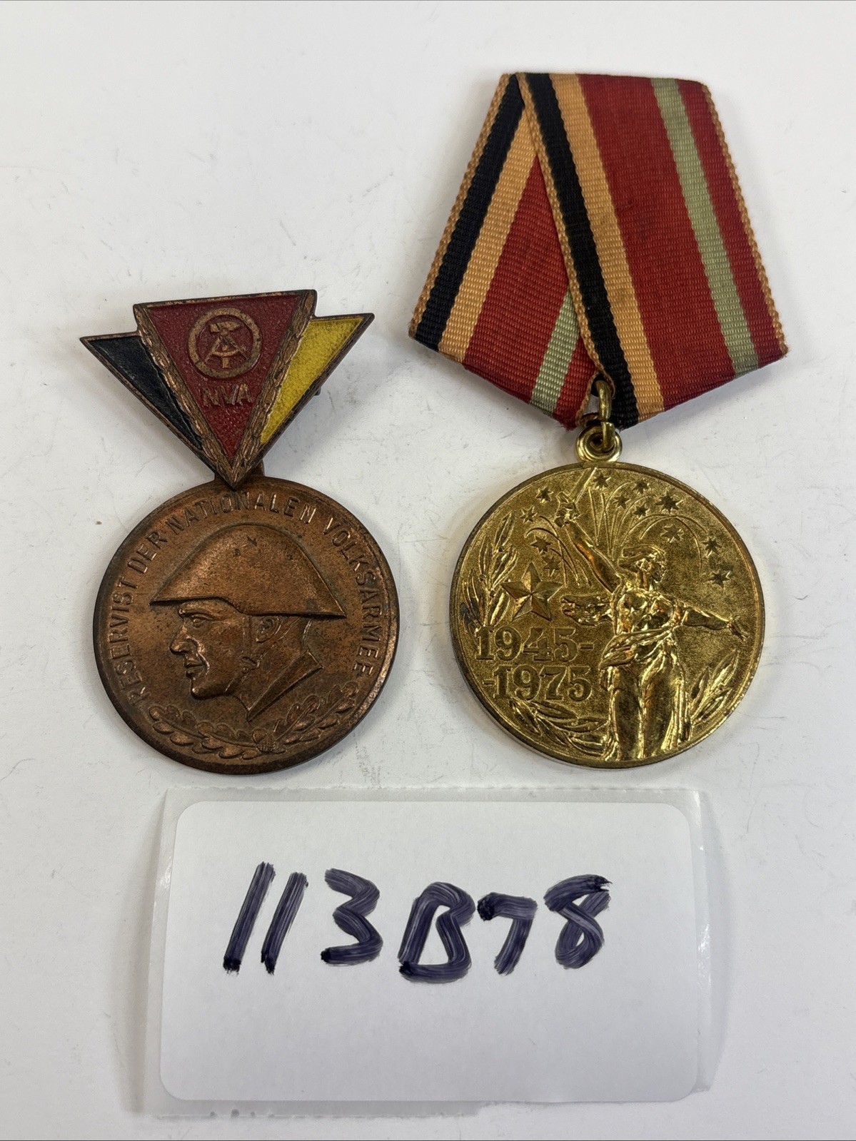 Post-WW2 Medal Ribbon Lot Badge Pinback German Service Russian Victory 113B78 Post-WW2 Medal Ribbon Lot Badge Pinback German Service Russian Victory 113B78