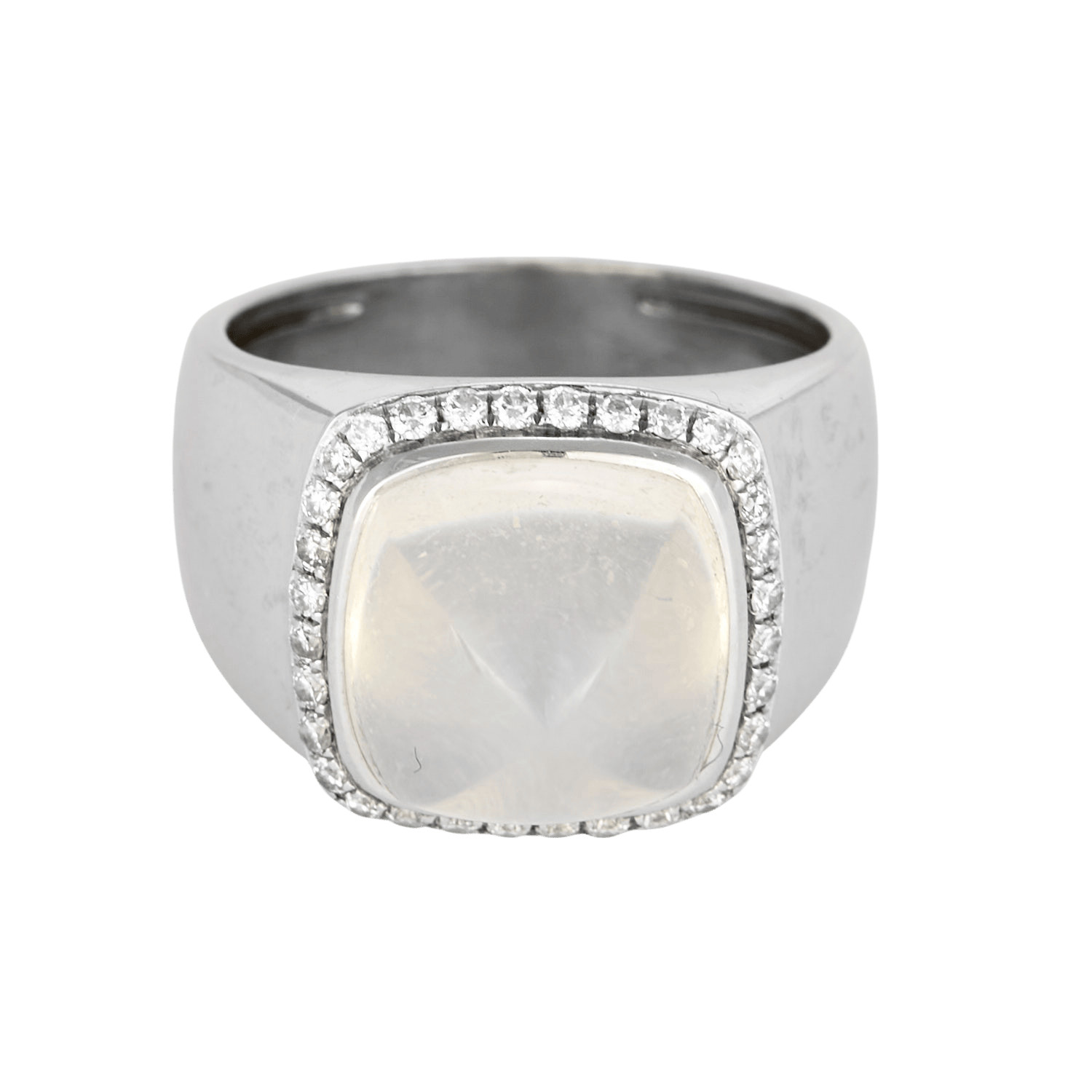 Fred Paris Collection: Sugar Loaf - Medium Model - Grey Gold and Stone Ring