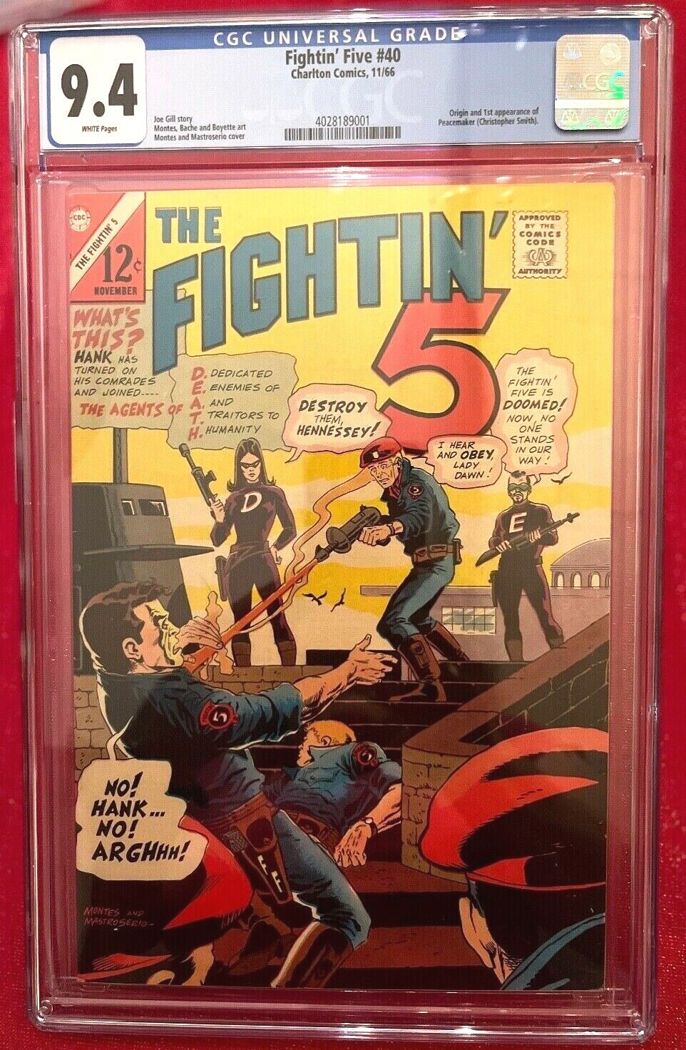The FIGHTIN' FIVE (5) #40 - CGC 9.4 - (1st app of PEACEMAKER) 9.4 Universal The FIGHTIN' FIVE (5) #40 - CGC 9.4 - (1st app of PEACEMAKER) 9.4 Universal