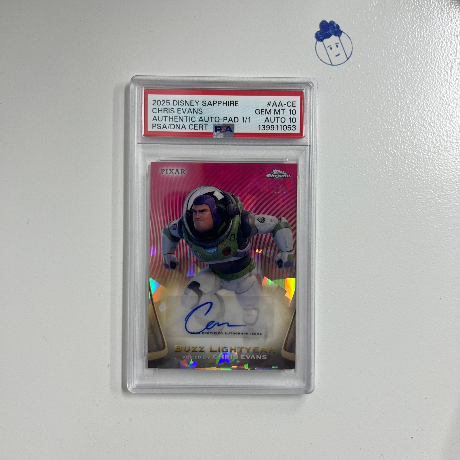2025 Topps Disney Sapphire #AA-CE Buzz Lightyear by Chris Evans 1/1 Auto PSA 10