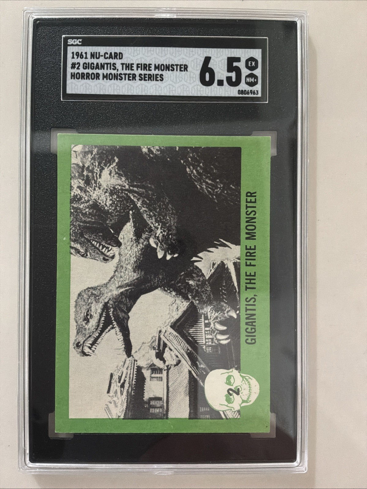 Sgc 6.5 Godzilla Rookie Card 1961 Nu Cards NM Horror Monsters Gigantis #2 Sgc 6.5 Godzilla Rookie Card 1961 Nu Cards NM Horror Monsters Gigantis #2