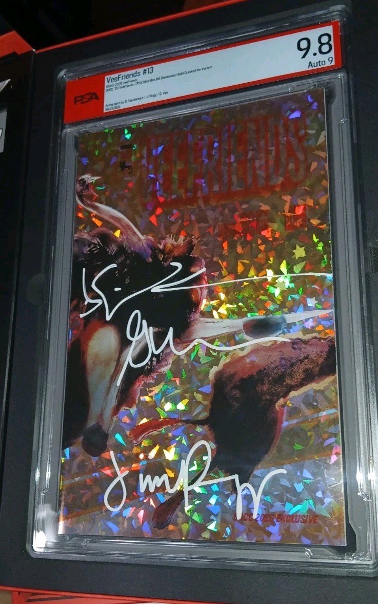New Rare 2026 Sdcc VeeFriends Psa Le5 3x Auto Gary Vee Bill Sienkiwicz Jim Ruggs New Rare 2026 Sdcc VeeFriends Psa Le5 3x Auto Gary Vee Bill Sienkiwicz Jim Ruggs
