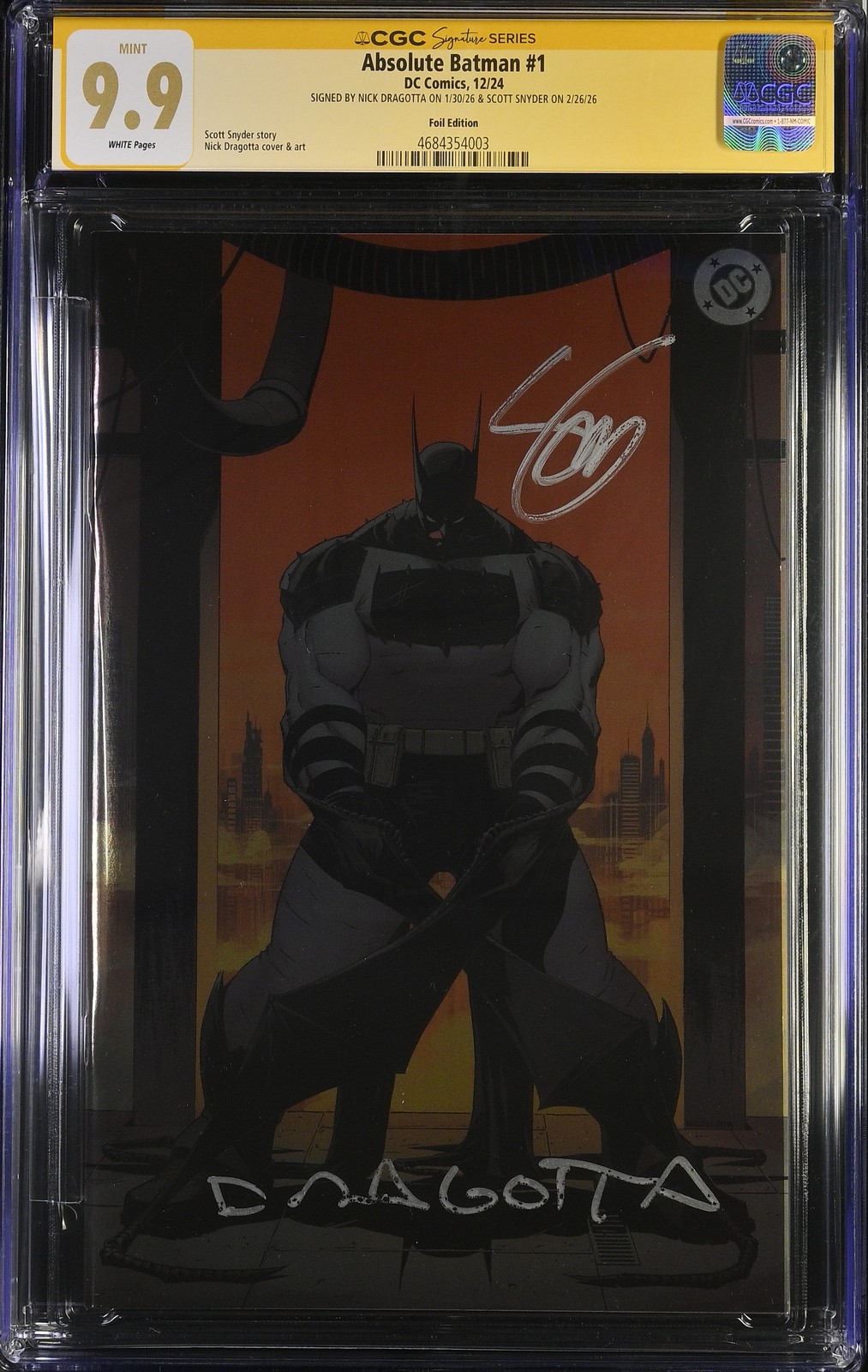 Absolute Batman #1 First Print CGC SS 9.9 Foil Ed Top Pop Only 4 No Higher Grade
