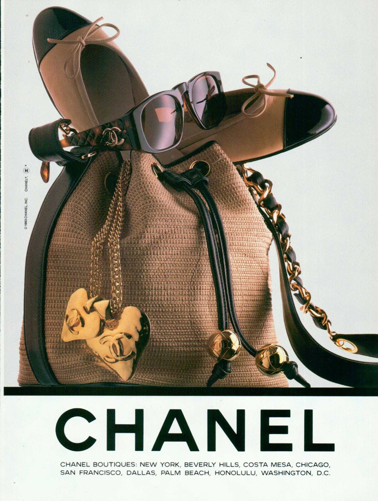 CHANEL Magazine Print Ad Advert Bags handbag fashion shoes 1990s 1pg 1993 CHANEL Magazine Print Ad Advert Bags handbag fashion shoes 1990s 1pg 1993