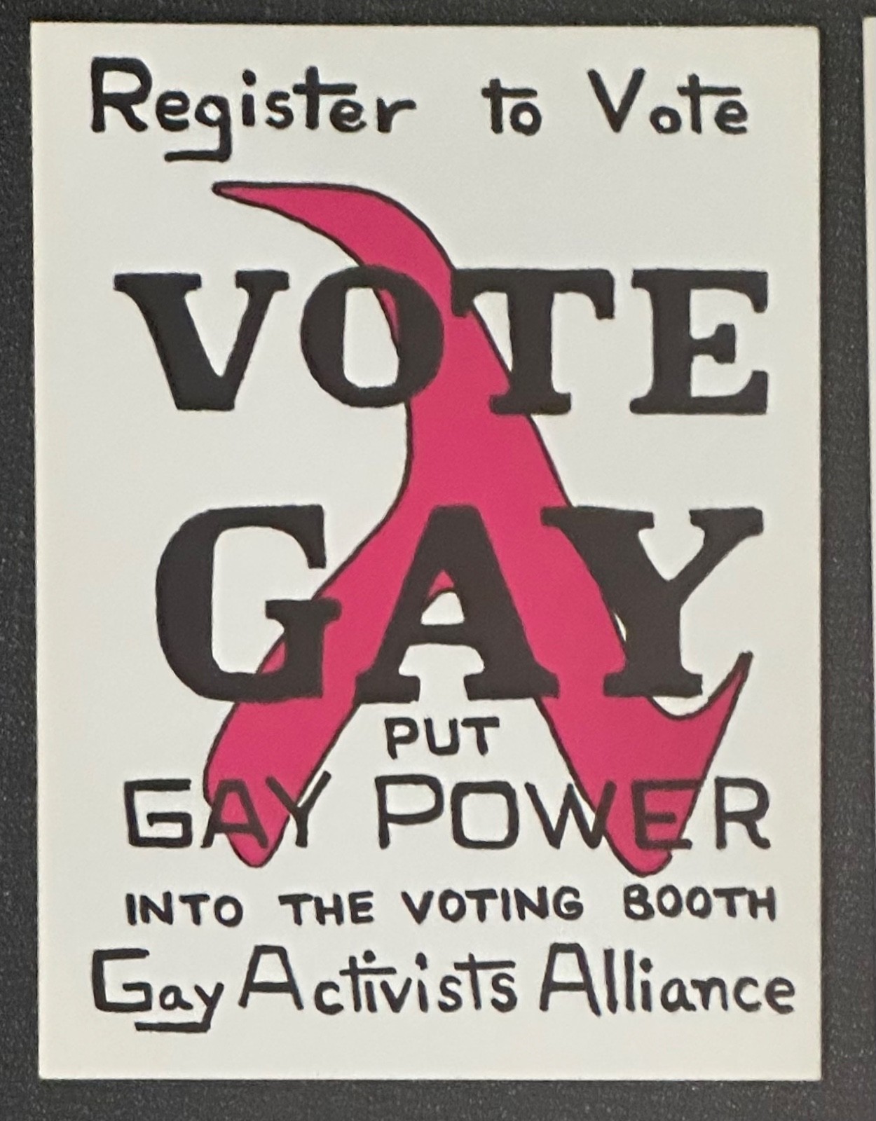 NY GAA Vote Gay Gummed Activist Poster English Early 1970s