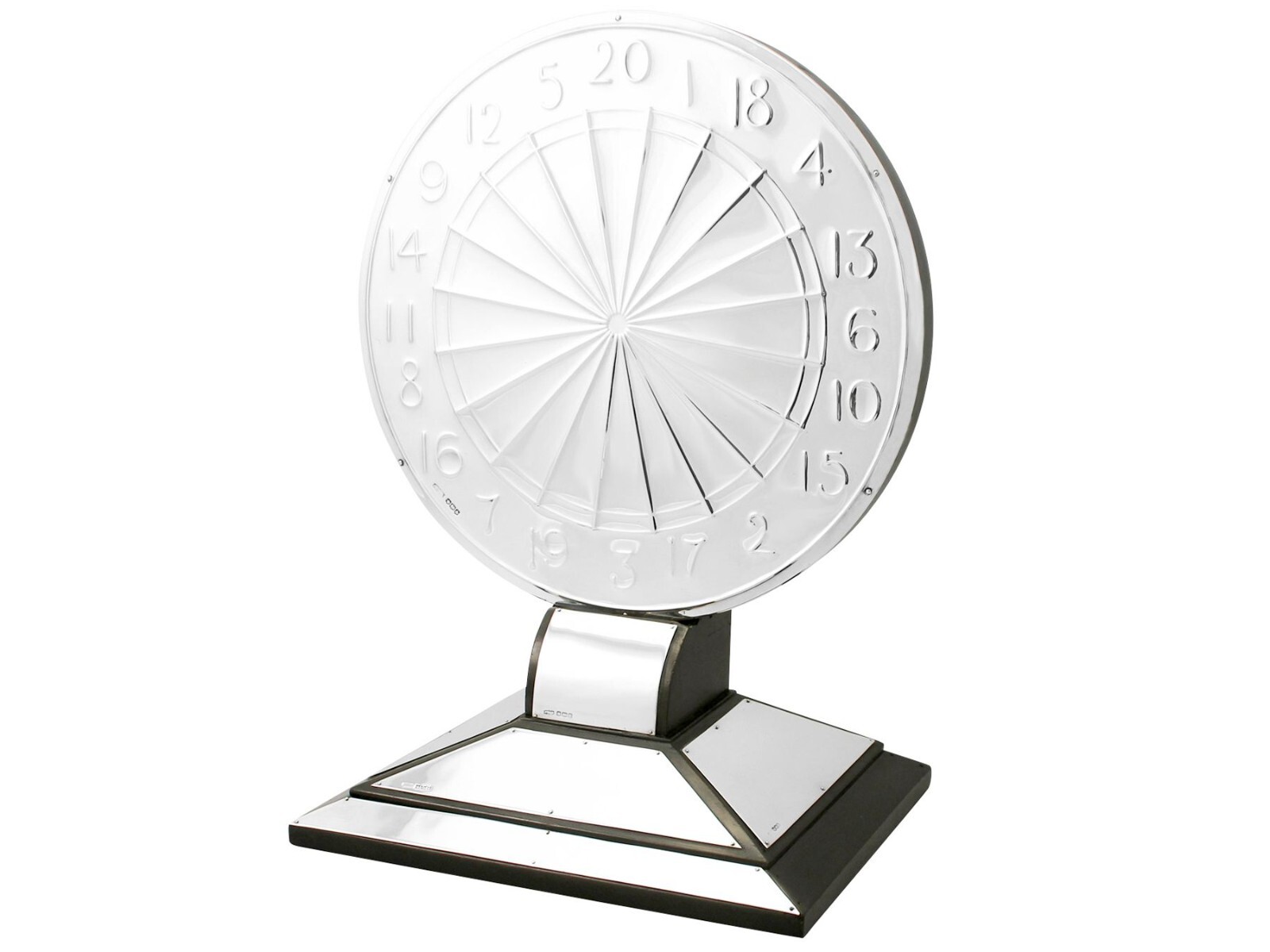 Antique George V  Art Deco Sterling Silver Dartboard Presentation Trophy