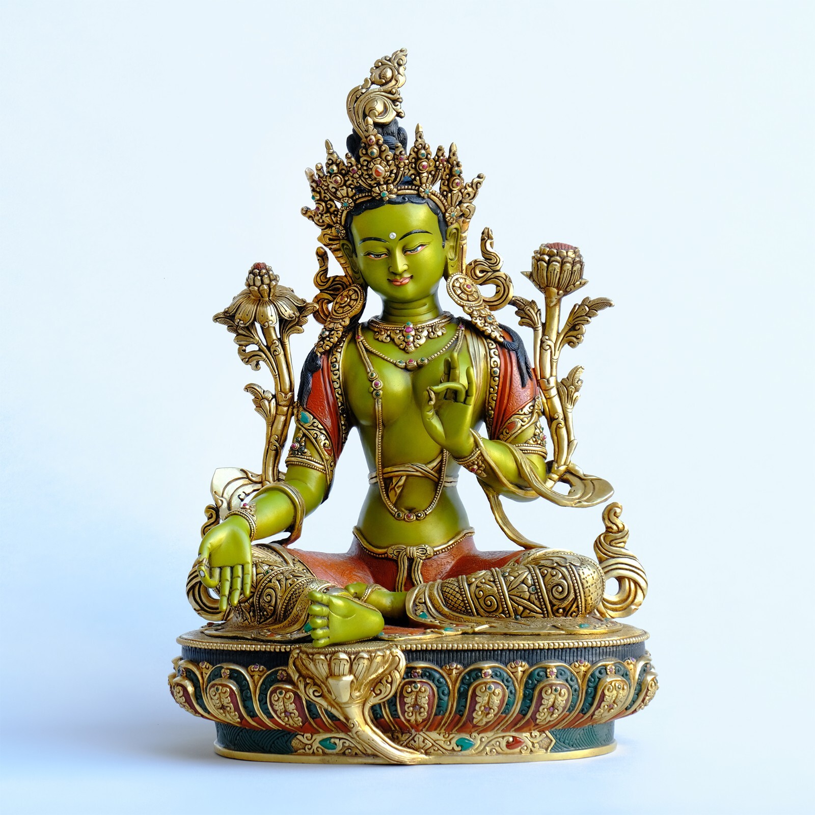 Green Tara Buddha Statue Figure Gold 47Cm Tibet Masterpiece By Nutchhe Green Tara Buddha Statue Figure Gold 47Cm Tibet Masterpiece By Nutchhe