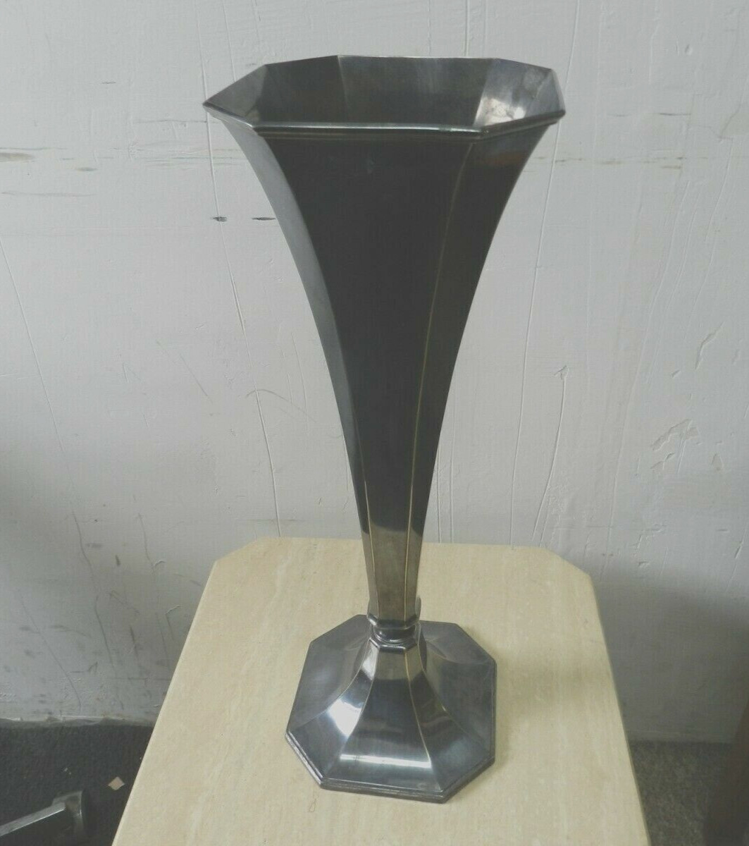 SPECTACULAR Vintage X-Large Art Deco NICKEL/SILVER 3551N HOLLYWOOD 2 DOZ, Vase