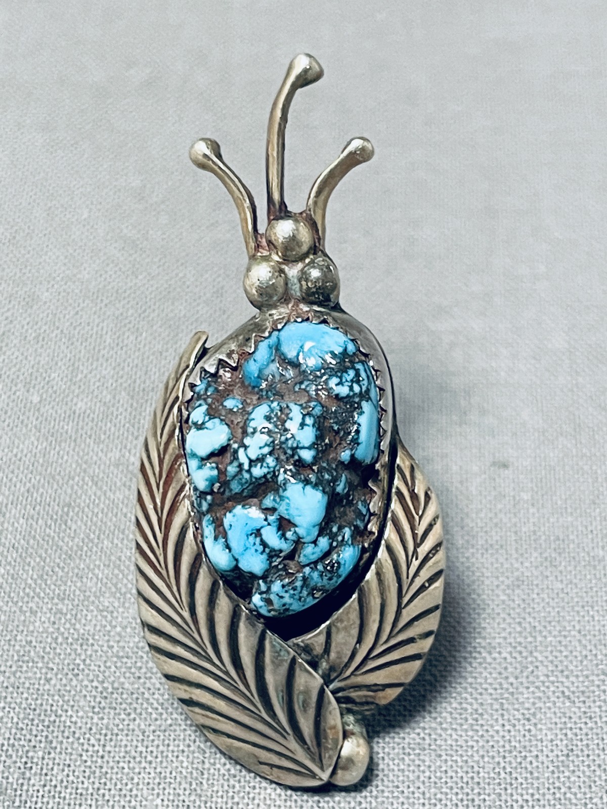 JESSE MONONGYE VERY IMPORTANT VINTAGE HOPI TURQUOISE STERLING SILVER RING