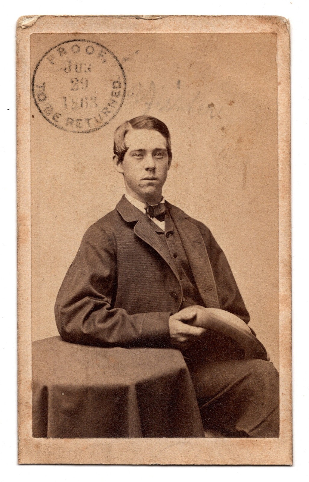 Antique Proof CDV Circa 1863 J.W. Black Handsome Young Man in Suit Boston MA