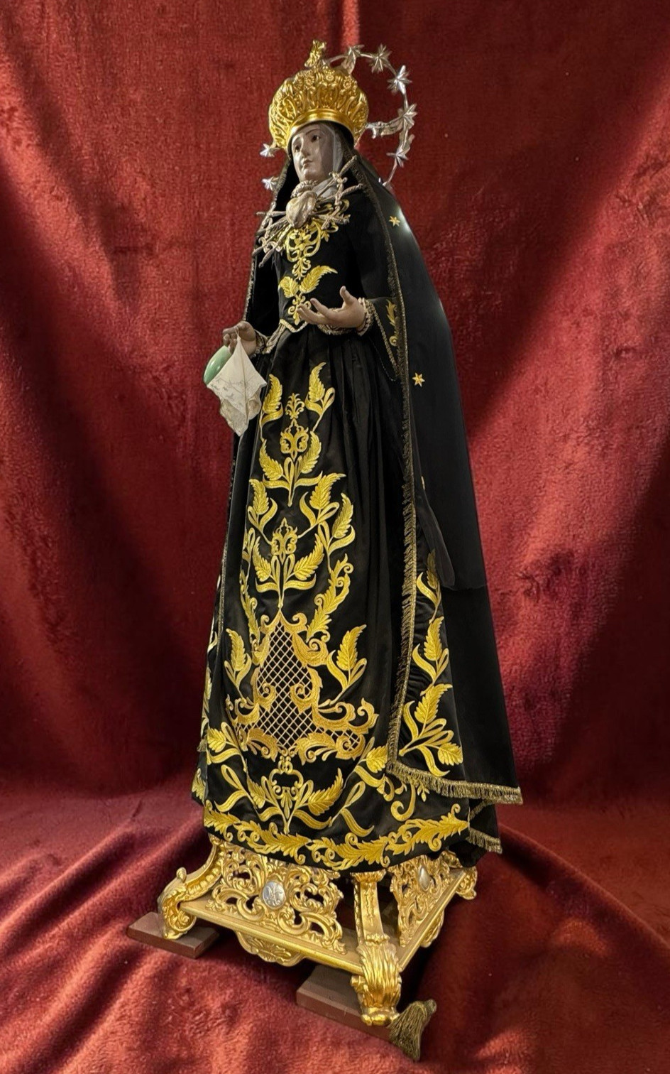 Statue Madonna Addolorata Dressed Sacred Art 200 Cm Veneration Santa Design