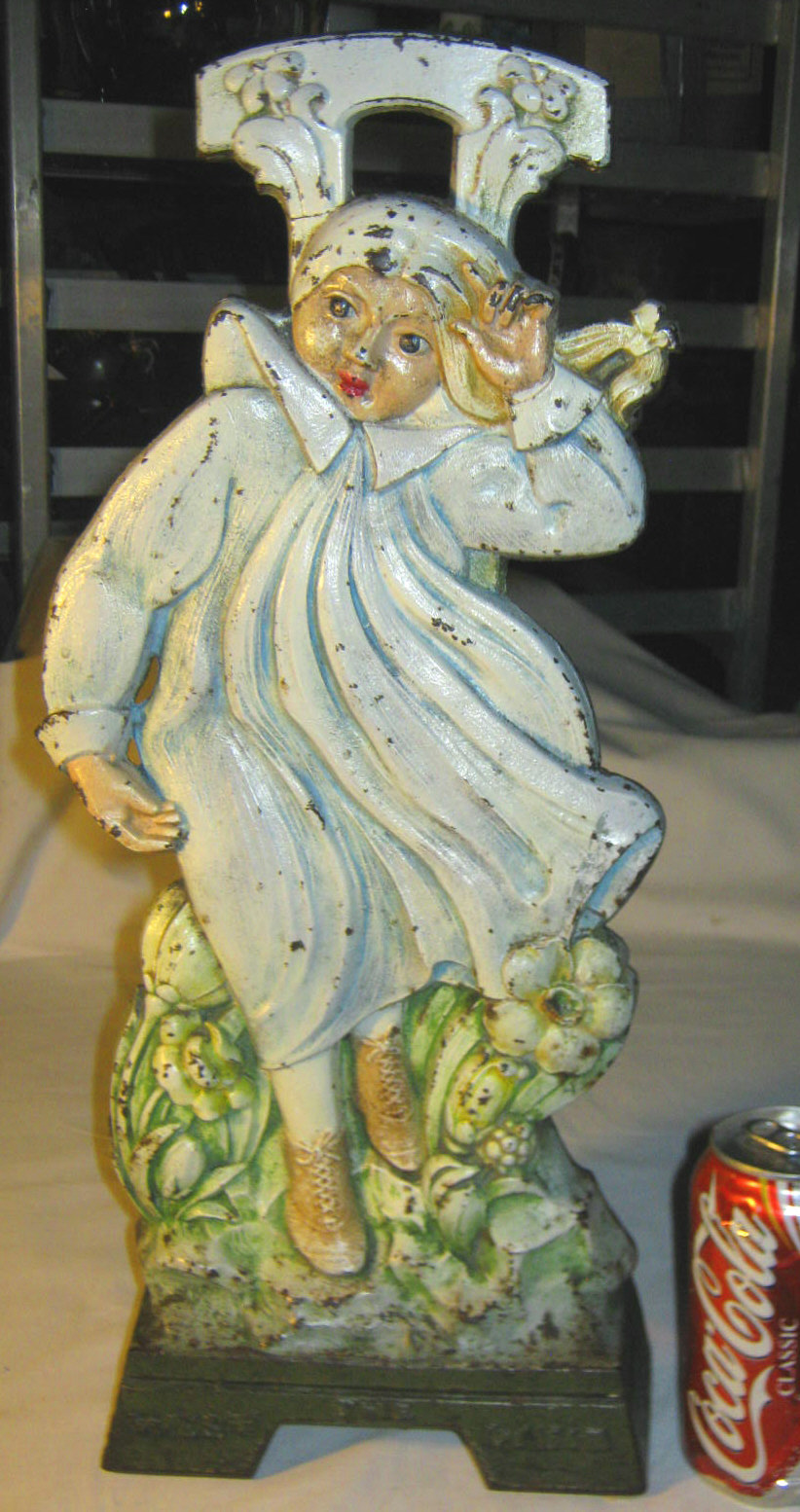 ANTIQUE USA C.J.O. JUDD CAST IRON THE WEST WIND GIRL DOORSTOP HUBLEY TOY ERA USA ANTIQUE USA C.J.O. JUDD CAST IRON THE WEST WIND GIRL DOORSTOP HUBLEY TOY ERA USA