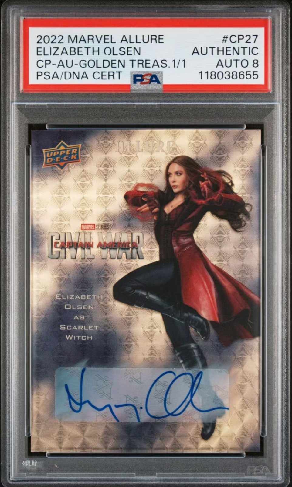 2022 Upper Deck Marvel Allure Elisabeth Olsen As Scarlet Witch 1/1 2022 Upper Deck Marvel Allure Elisabeth Olsen As Scarlet Witch 1/1