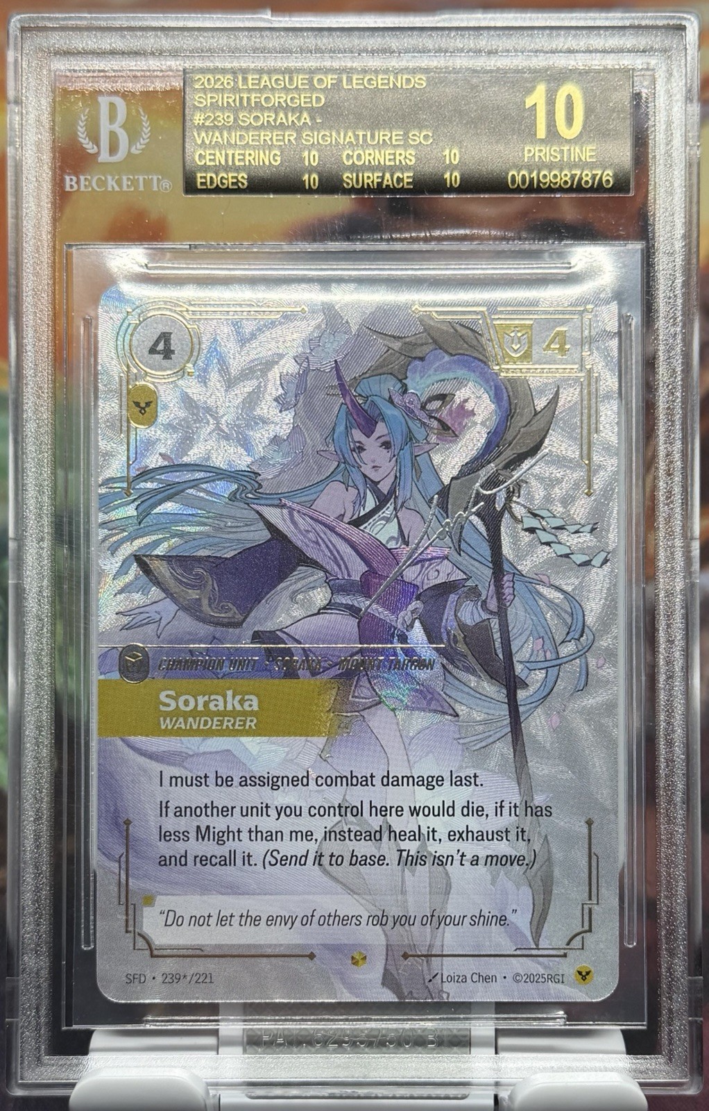 Soraka Wandered Signature Spiritforged BGS 10 Black Label Pristine 10 Riftbound Soraka Wandered Signature Spiritforged BGS 10 Black Label Pristine 10 Riftbound