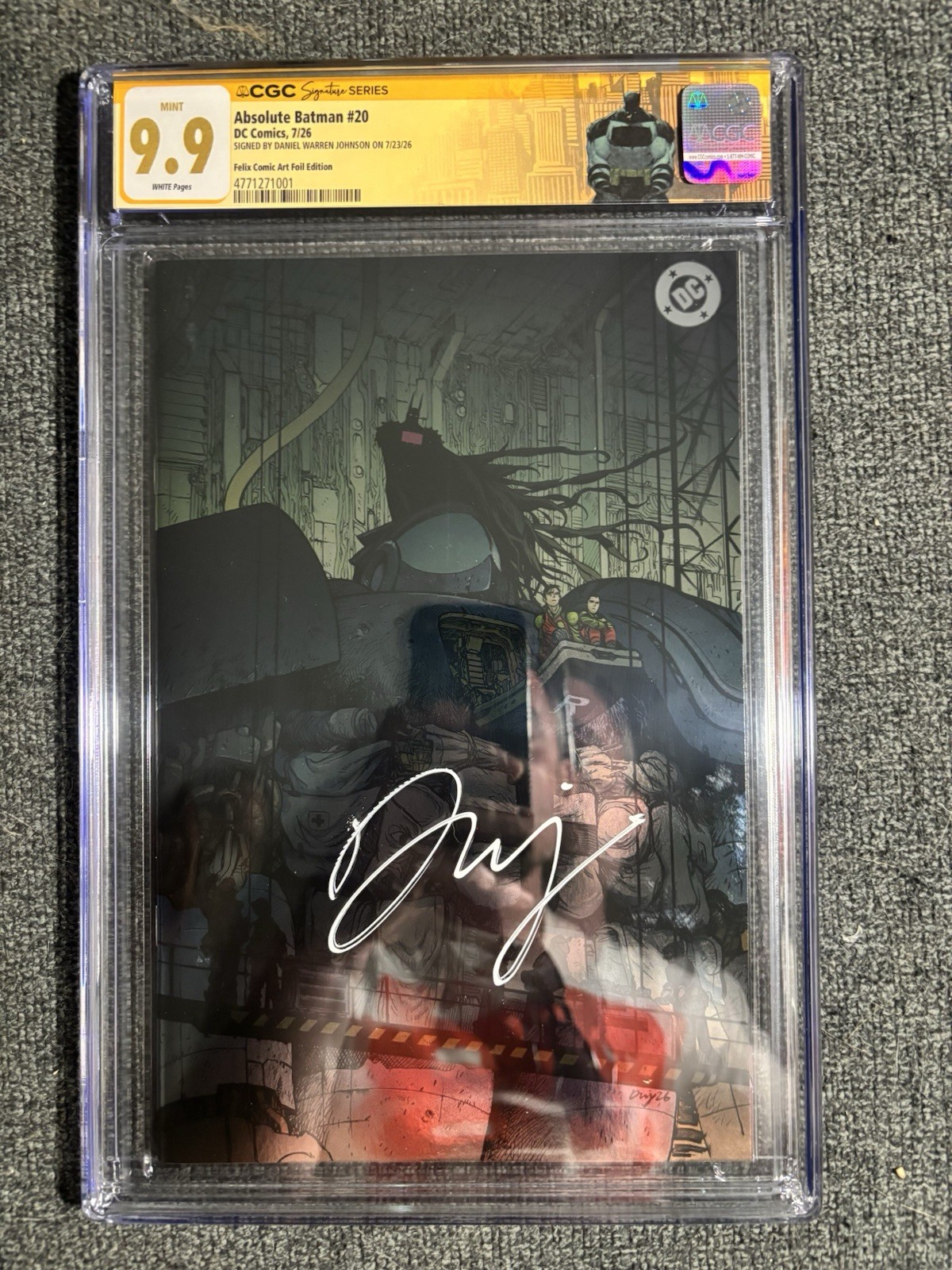 Absolute Batman #20 Felix Comic Art Foil Signed DWG CGC 9.9 (not 9.8) TOP POP 🏆 Absolute Batman #20 Felix Comic Art Foil Signed DWG CGC 9.9 (not 9.8) TOP POP 🏆