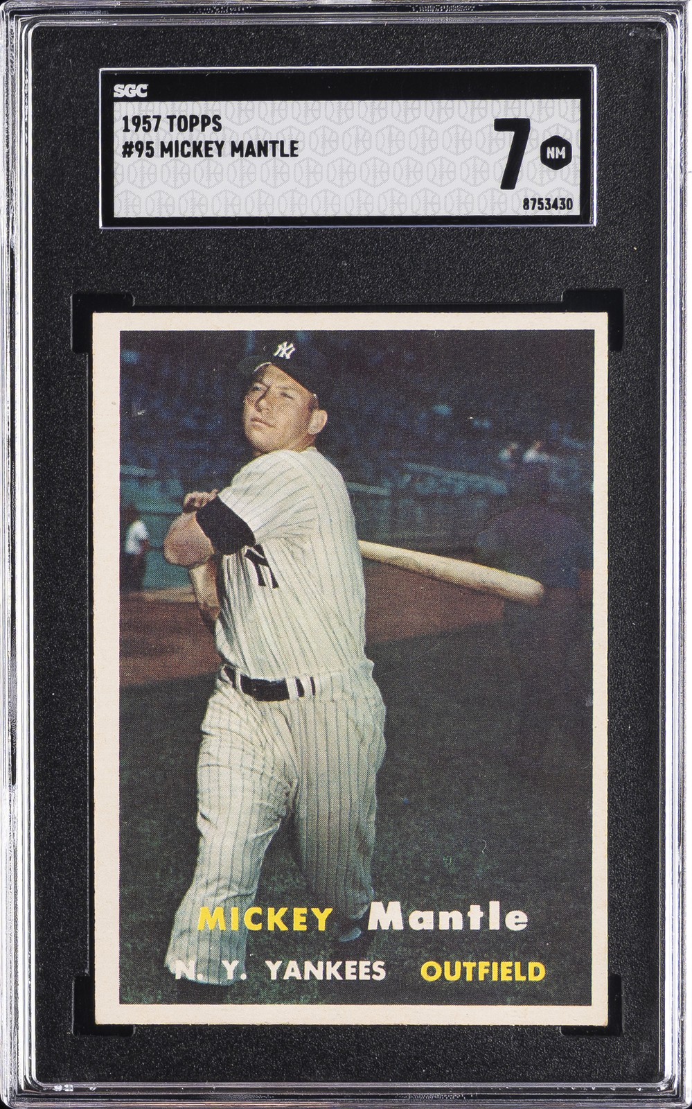 1957 TOPPS #95 MICKEY MANTLE SGC 7