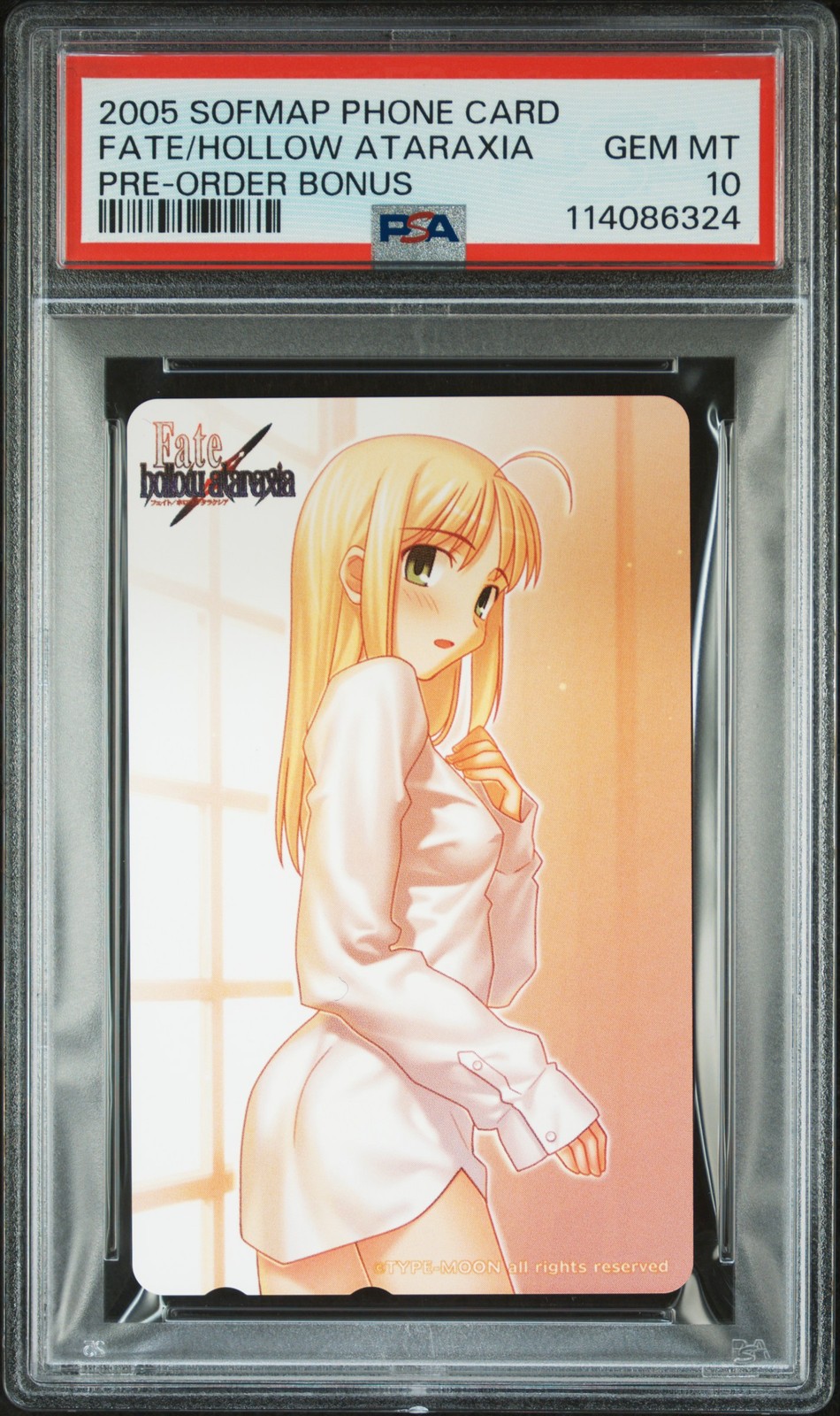 2005 SOFMAP PHONE CARD PRE-ORDER BONUS FATE/HOLLOW ATARAXIA PSA 10