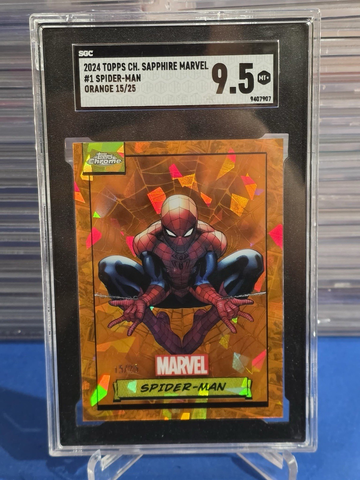 2024 Topps Marvel Chrome Orange Sapphire Spider-Man /25 SGC 9.5 Spiderman 1ST 2024 Topps Marvel Chrome Orange Sapphire Spider-Man /25 SGC 9.5 Spiderman 1ST