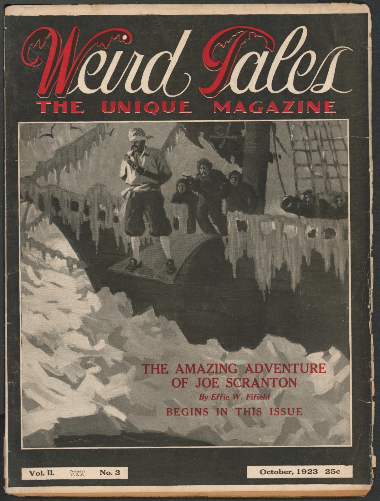 Weird Tales 1923 October.  Dagon by H. P. Lovecraft.  His 1st appearance in WT.