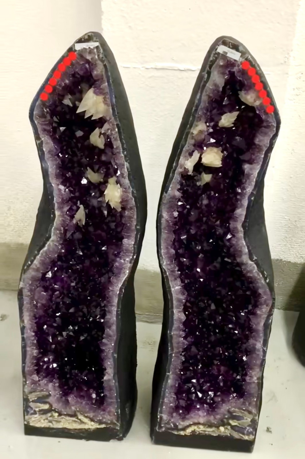 325LB 2PC Natural Brasil Amethyst Geode Crystal quartz Church Cathedral Mineral
