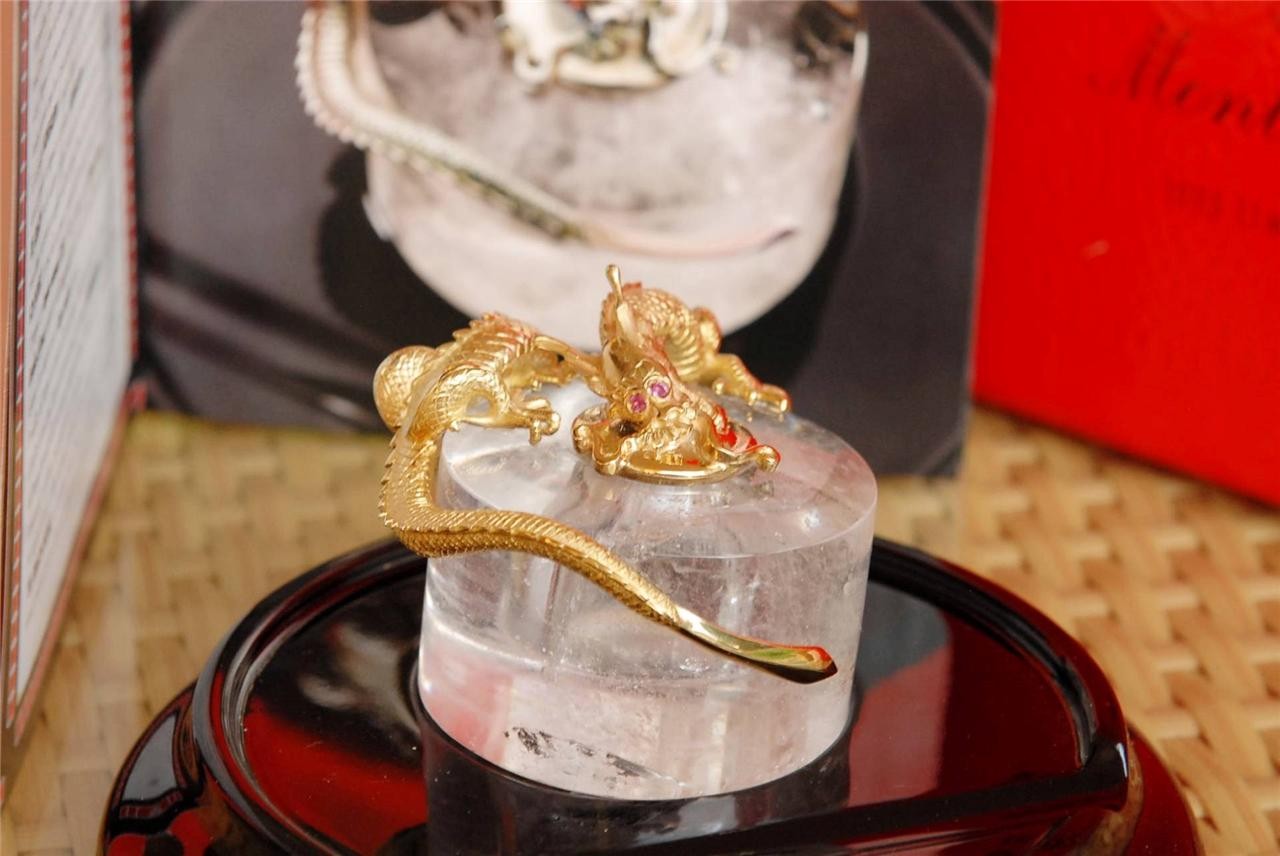 MONTEGRAPPA 1995 DRAGON SOLID 18K GOLD LIMITED EDITION INKWELL, RARE 0X/50 MONTEGRAPPA 1995 DRAGON SOLID 18K GOLD LIMITED EDITION INKWELL, RARE 0X/50