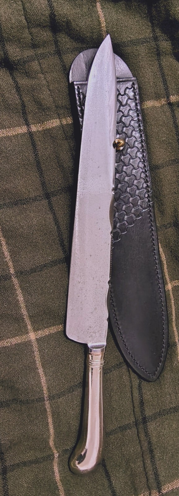 Antique 1840s-50s Moreton Langley Bowie Knife, 11in File Worked Blade, Sheffield Antique 1840s-50s Moreton Langley Bowie Knife, 11in File Worked Blade, Sheffield