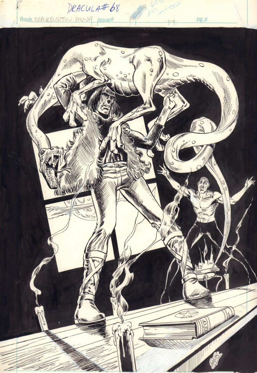 Dracula #68 UK Marvel Issue - Frankenstein Pin-Up - 1975 art by Carl Potts Dracula #68 UK Marvel Issue - Frankenstein Pin-Up - 1975 art by Carl Potts