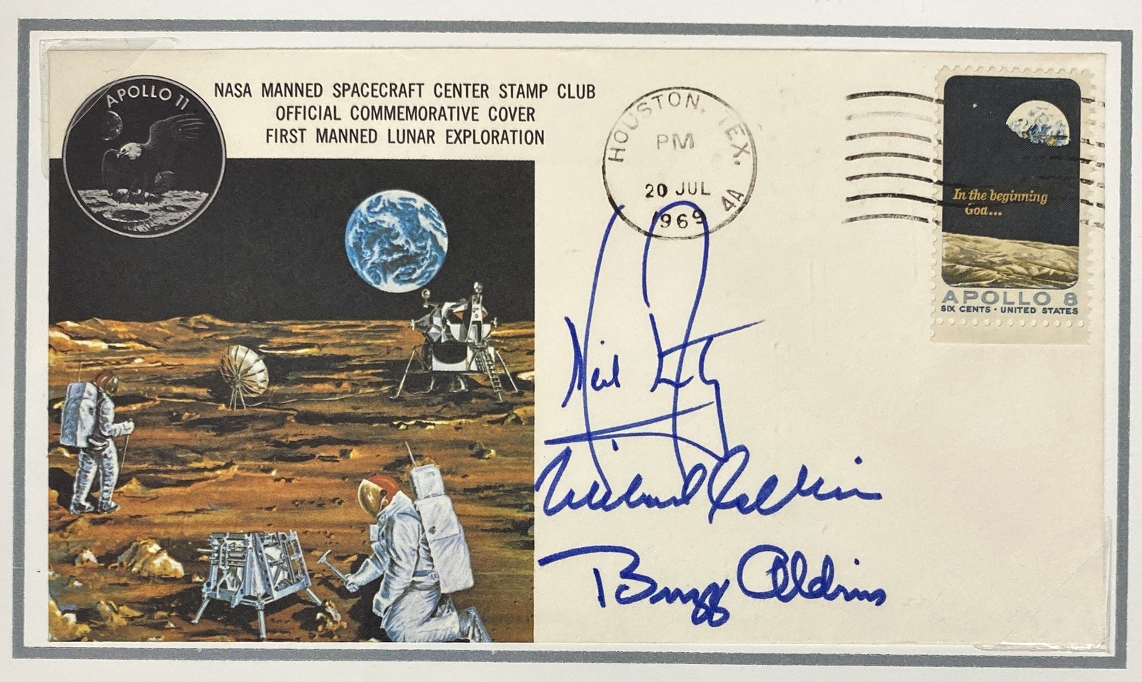 Apollo 11 Insurance Cover Signed Neil Armstrong, Buzz Aldrin & Collins - PSA 10