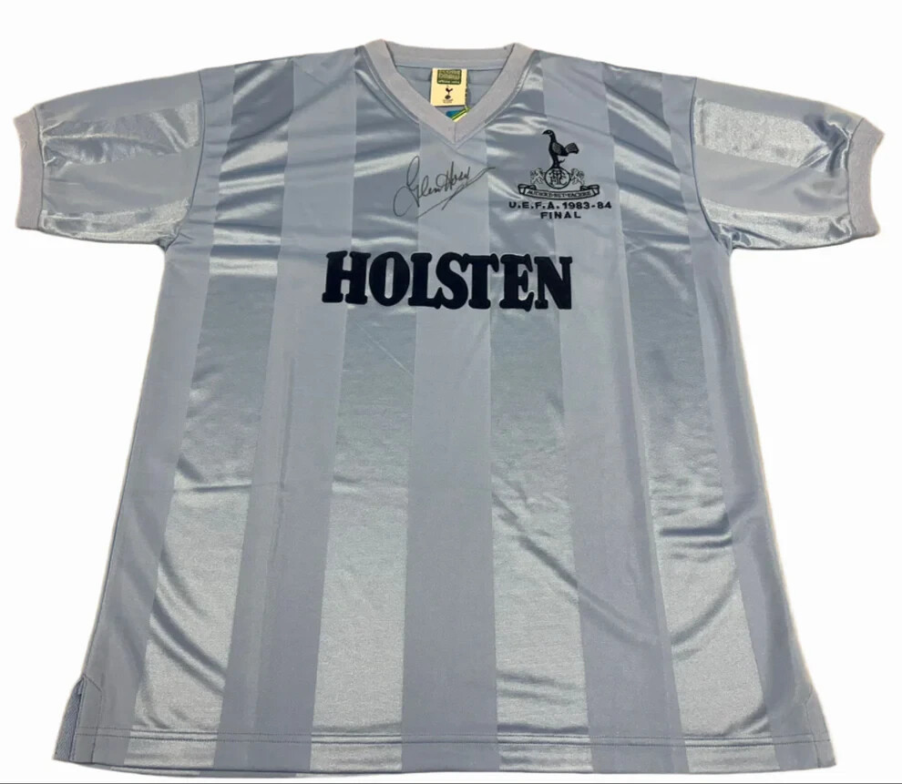 Glenn Hoddle Signed Spurs 1984 UEFA Cup Final Retro Football Shirt + Dealer COA Glenn Hoddle Signed Spurs 1984 UEFA Cup Final Retro Football Shirt + Dealer COA