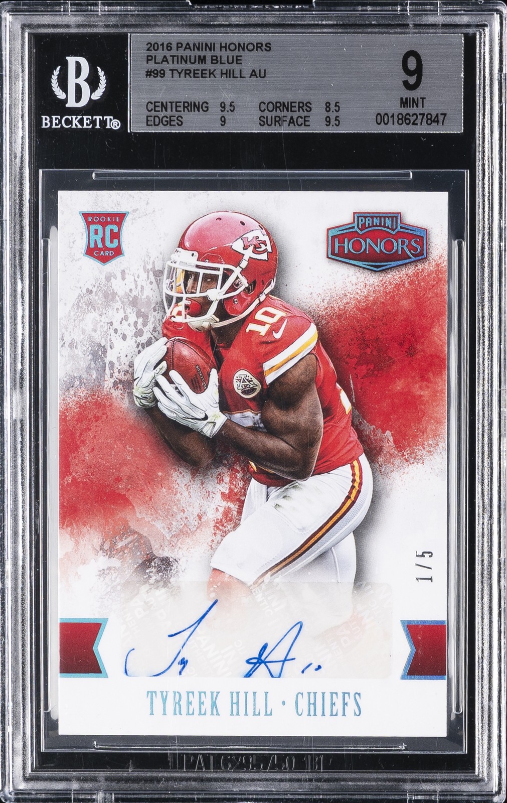 2016 PANINI HONORS PLATINUM BLUE - AU #99 TYREEK HILL BGS 9 2016 PANINI HONORS PLATINUM BLUE - AU #99 TYREEK HILL BGS 9