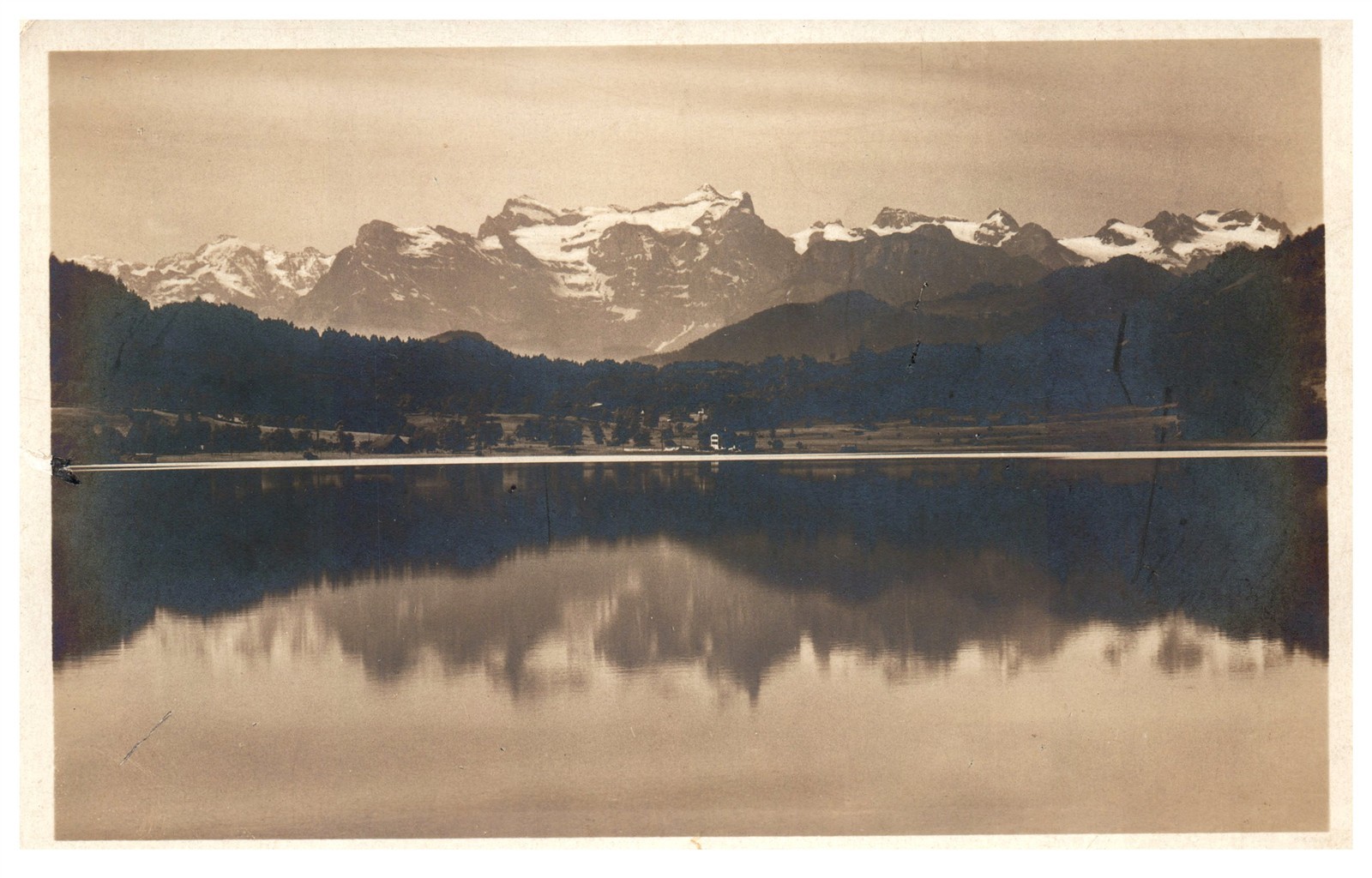 Vintage Postcard Aegeri Lake Switzerland Alpine View Toward Urirotstock