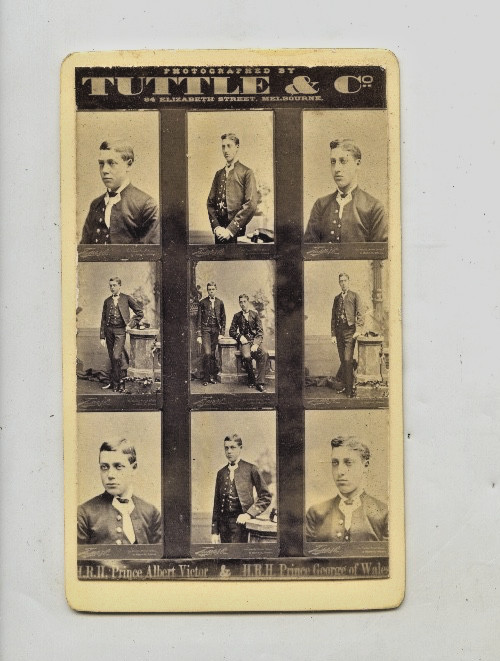 1880'S CDV HRH PRINCE ALBERT & PRINCE GEORGE OF WALES TUTTLE & CO MELB N728. 1880'S CDV HRH PRINCE ALBERT & PRINCE GEORGE OF WALES TUTTLE & CO MELB N728.