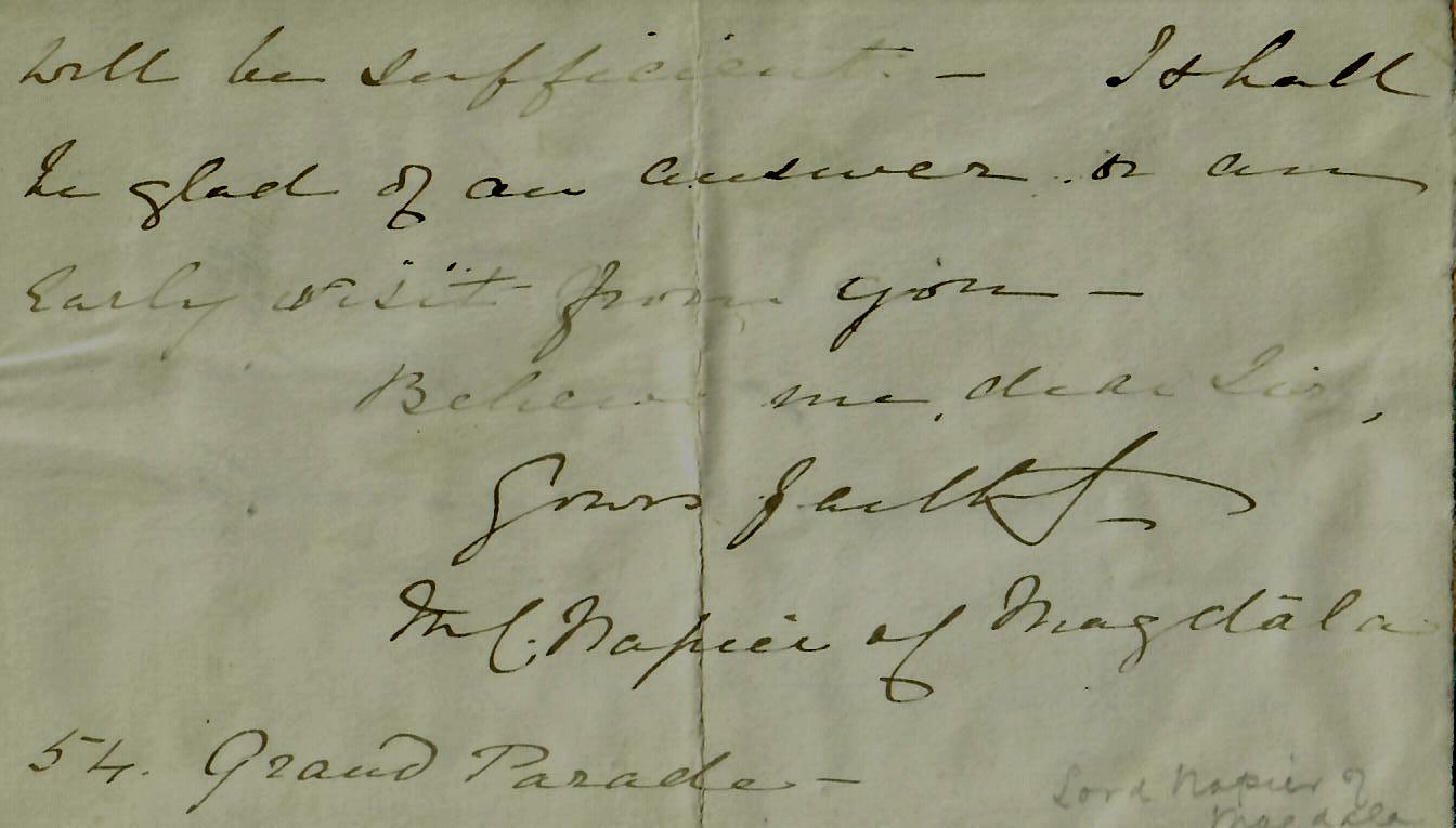 RARE “Second Opium War” Field Marshall Robert Napier Hand Written Document