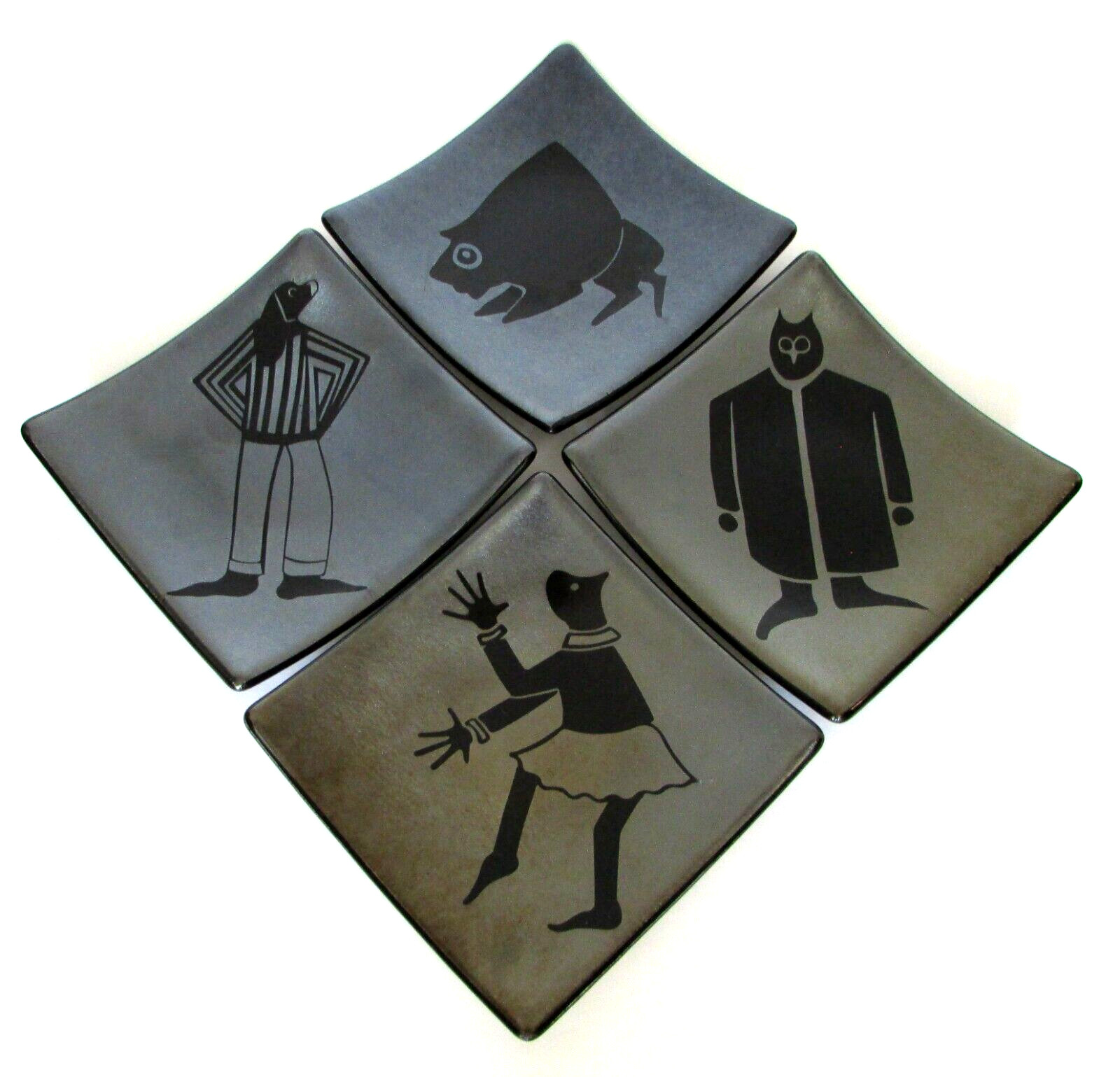 Rebecca Tobey Santa Fe Southwest Art Glass Hors D’oeuvre Plates Wall Decor 6