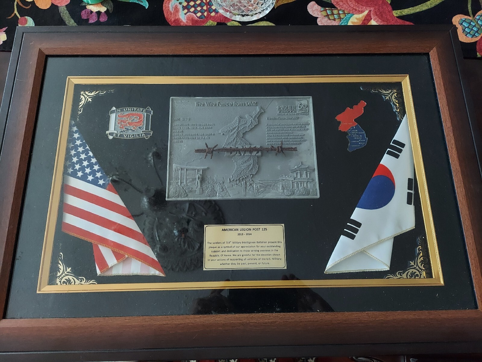 Korean War 50th Anniv DMZ Wire Framed Shadow Box American Legion Presentation 