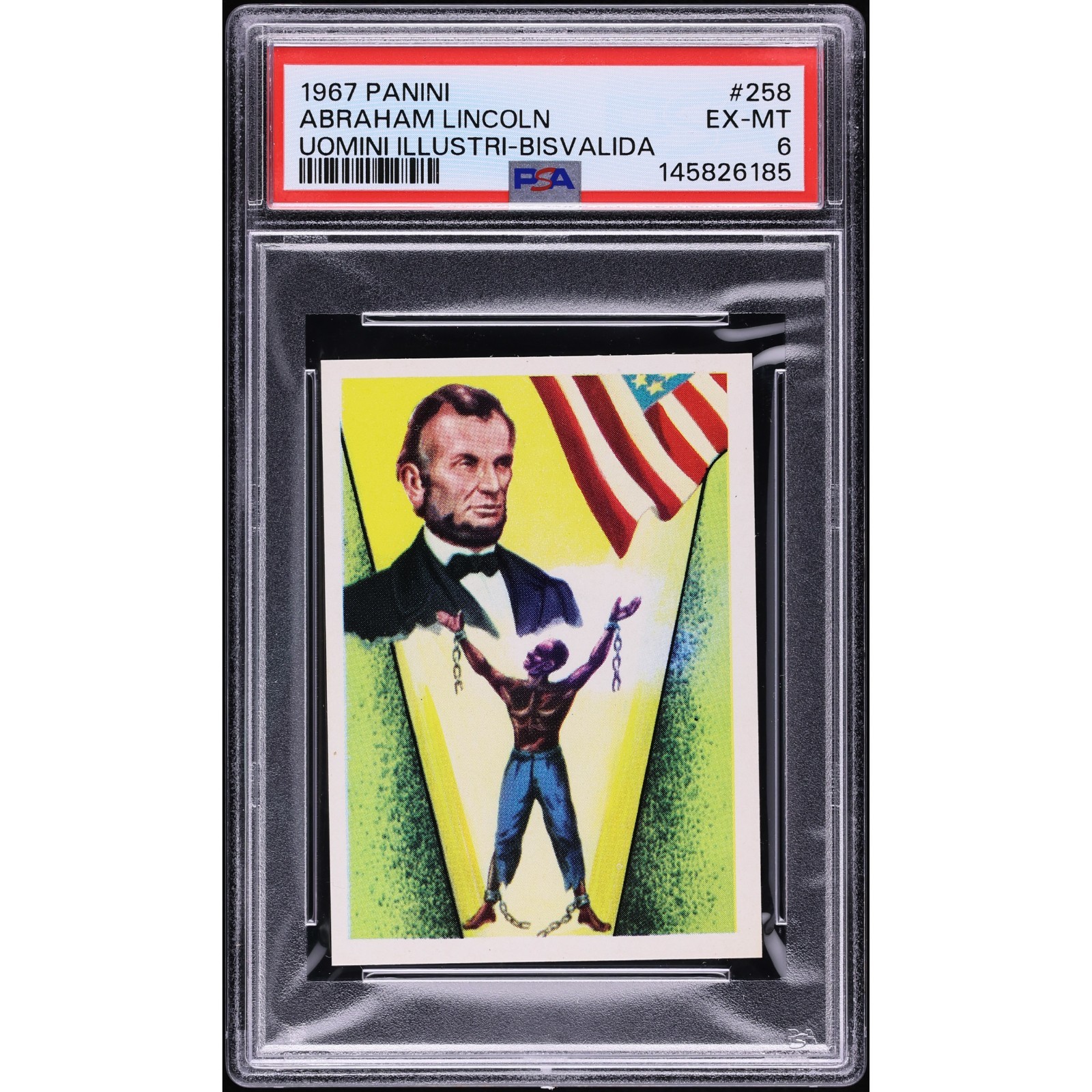 1967 Abraham Lincoln Panini Uomini Illustri #258 Bisvalida Back PSA 6 Pop 2 BEST 1967 Abraham Lincoln Panini Uomini Illustri #258 Bisvalida Back PSA 6 Pop 2 BEST