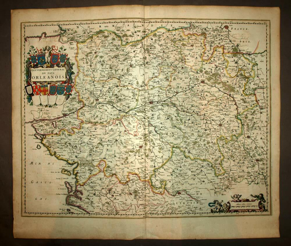 Old Geographic Map Of Guillaume BLAEU, GOVERNMENT OF THE ORLÉANS REGION Old Geographic Map Of Guillaume BLAEU, GOVERNMENT OF THE ORLÉANS REGION